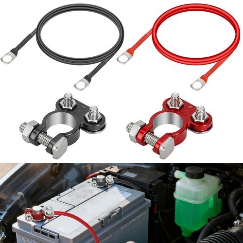 10 AWG Gauge 12V Battery Inverter Cables W/ Ring Terminals for Automotive Marine