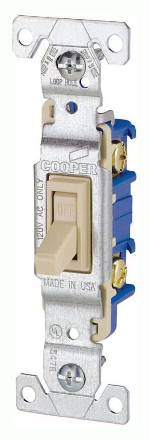 Arrow Hart 1301V, 120 VAC, 15 A, Ivory, Non-Grounding, AC Toggle Switch, 1pc