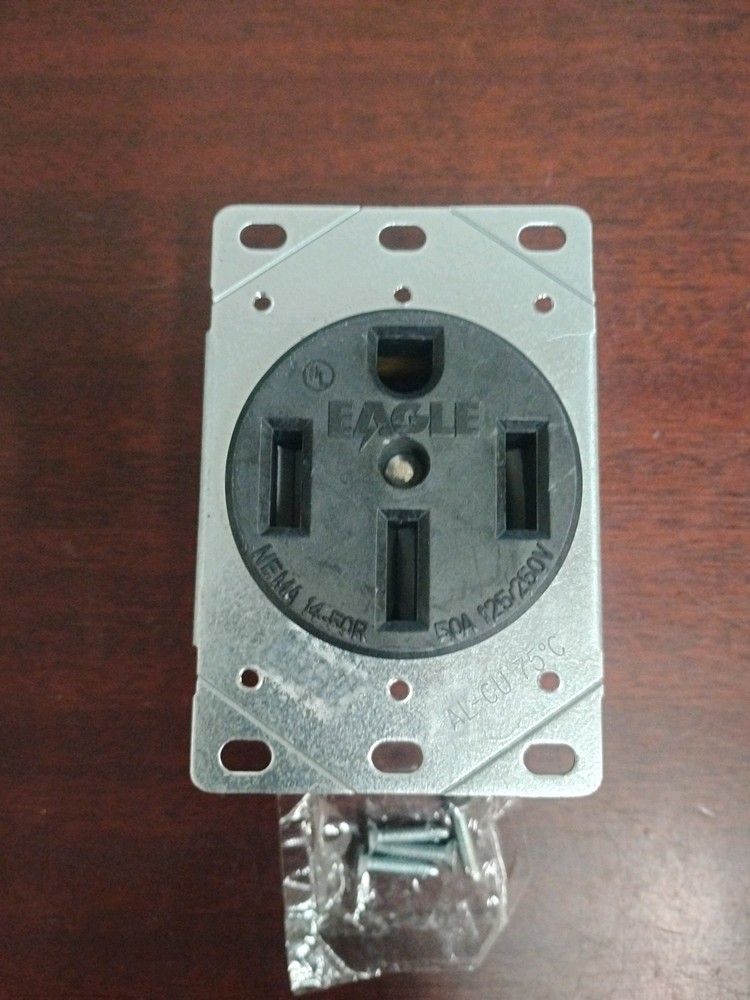 Eagle Electric 50 Amp 125/250V Nema 14-50R 3-pole 4-Wire Flush Receptacle. New