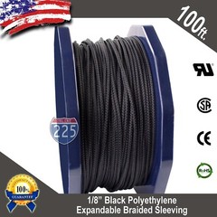 100 FT 1/8″ Black Expandable Wire Cable Sleeving Sheathing Braided Loom Tubing