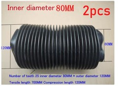 2pcs Rubber Corrugated Sleeve Flexible Moulded Bellows Inner diameter 80mm