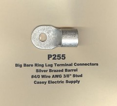 5 Bare Ring Lug Brazed Barrel Terminal Connector #4/0 Wire AWG 3/8″ Stud MOLEX