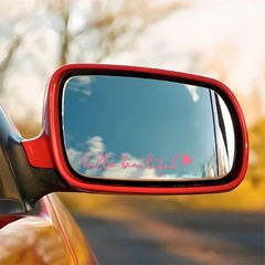 Pink Heart Rearview Mirror Decal for Cars, 3X Waterproof Vinyl Mir Color: Pink