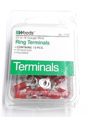 Woods 1754 22 to 18 Gauge Wire Ring Terminal, 13-Pack Lot of 3