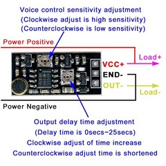 2PCS DC Voice Control Delay Switch Miniature Microphone Sound Activated Time
