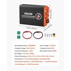 DC to DC Charger with MPPT, 650W, 50A On-Board Battery Charger, Solar Panel/Alt