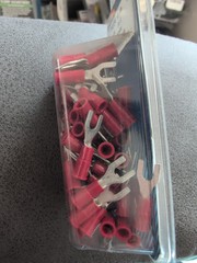 (100) pieces 22-18 AWG guage red PVC Locking Spade Terminal #6