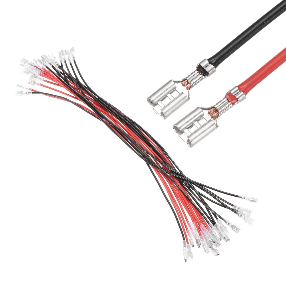 20Pcs Female Spade Crimp Terminal 4.8mm 30cm Wires