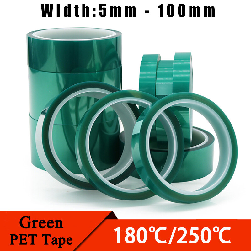 33M PET Adhesive Polyester Tape High Temp Masking Powder Coating Green 5-100mm