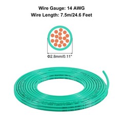 24.6 Feet 14 AWG Gauge THHN Stranded Green Copper Building Wire 600V
