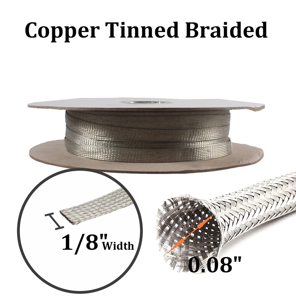Tinned Cable Sleeve Copper Wire Shielding Flexible Ground Strap Electric Lot