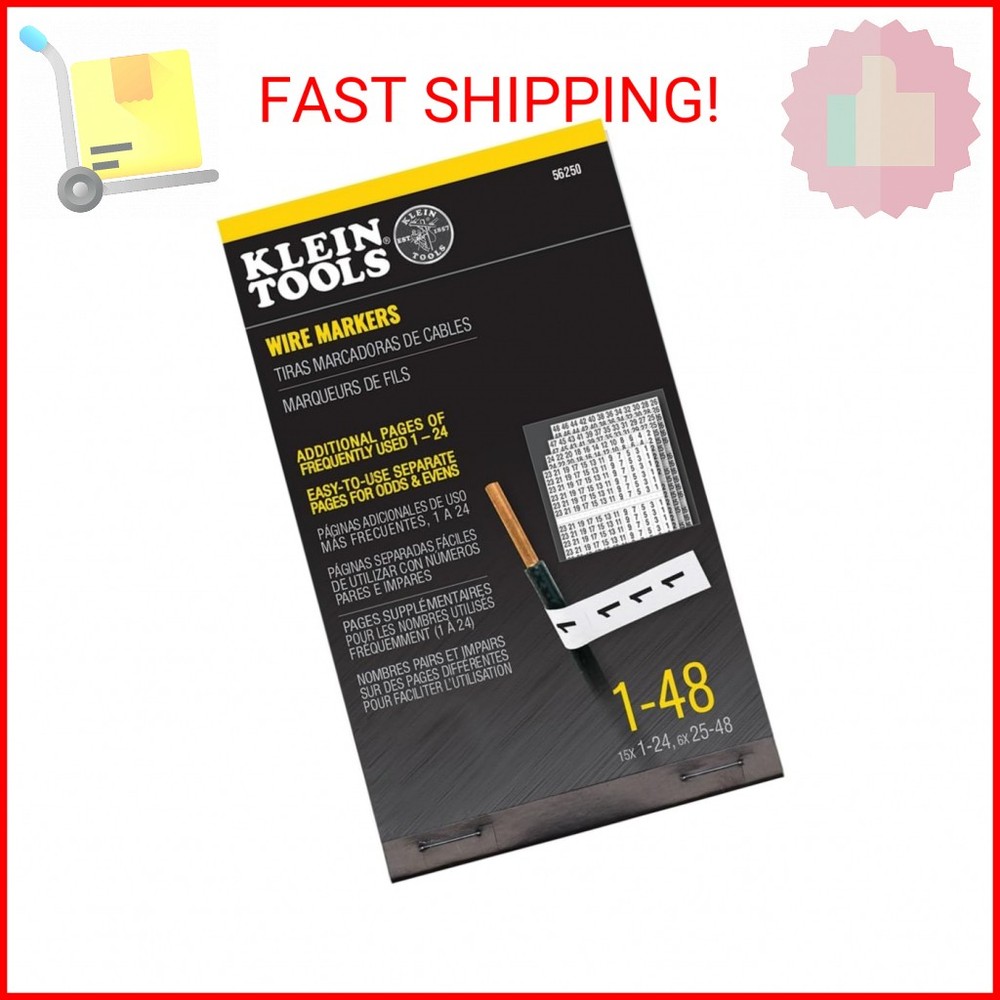 Klein Tools 56250 Wire Marker Book for Cable Management, Electric Panel 1-48