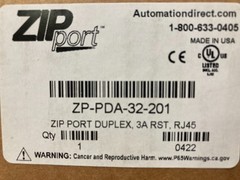 NEW Automation Direct ZP-PDA-32-201 Zip Port Duplex 3A RST RJ45 Factory Sealed