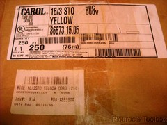 New Carol Cable 250′ Spool Portable Power Cord, 3 Wire, 16AWG, 600V, 86673.15.05