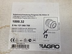Agro 1000.32 Nickel Plated Brass M32 x 1.5 Cable Gland (Pack of 17)