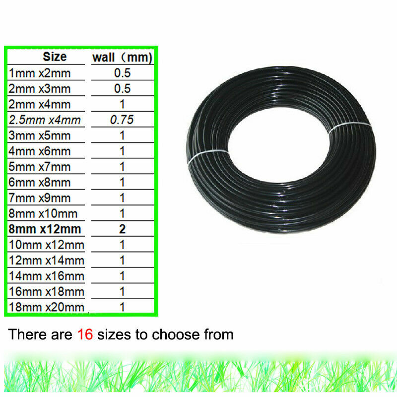 Black 1~10mm ID x 2~12mm OD PTFE Tubing Tube Pipe Sleeving Many Sizes