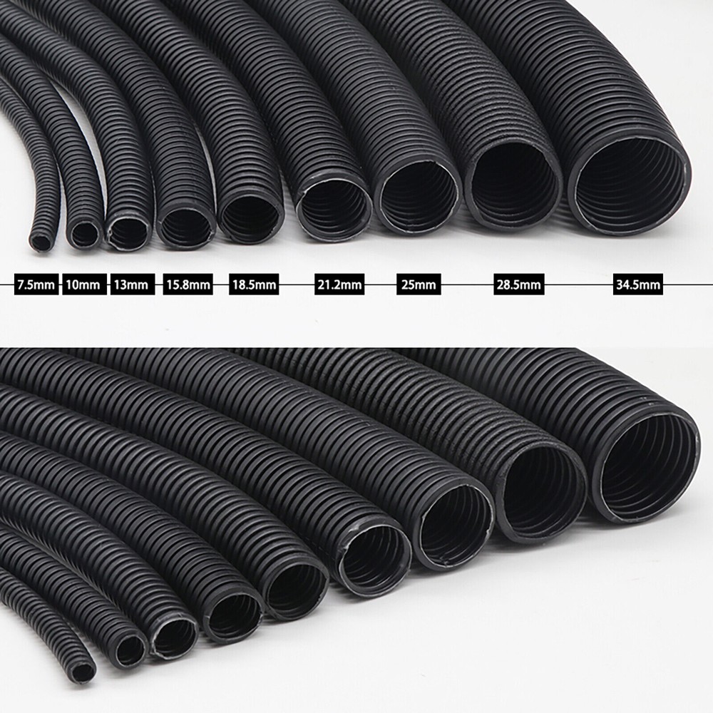 Non Split Flexible Tube Cable Tidy Trunking Organiser Black Conduit Split