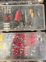 HUGE lot (8) plastic organizer boxes filled with electrical components clip fuse