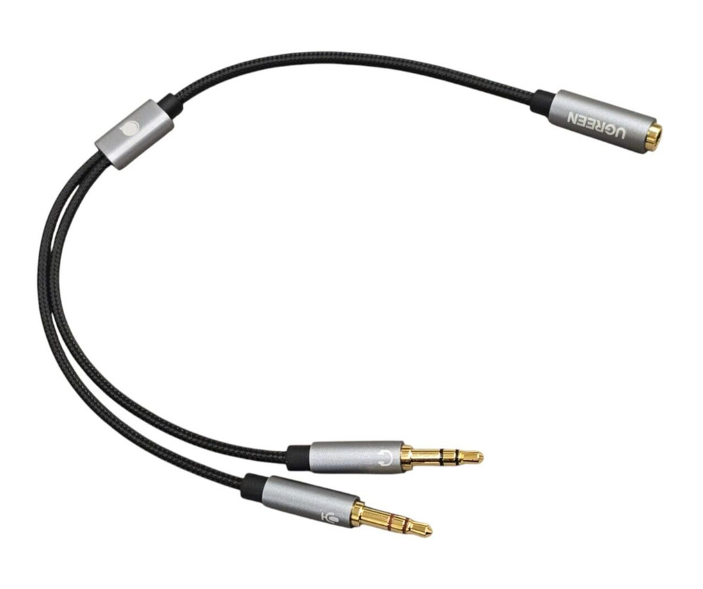 UGREEN Headphone Aluminum Braided Y Splitter 3.5mm Female to 2 Dual 3.5mm Male