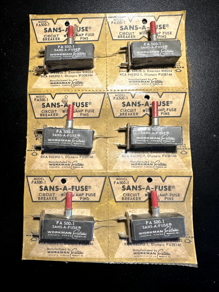 Sans-a-fuse FA500-1 Circuit Breaker 6-Pack – NOS Vintage Bulk Strip – 5A Thermal