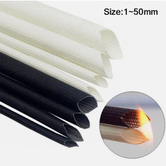 1mm~50mm White/Black 600°C HIGH TEMP Fiber glass Sleeving Cable Insulation Tube