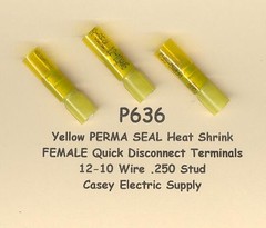 10 Yellow PERMA SEAL Heat Shrink FEMALE QD Connector #12-10 Wire AWG .250 MOLEX