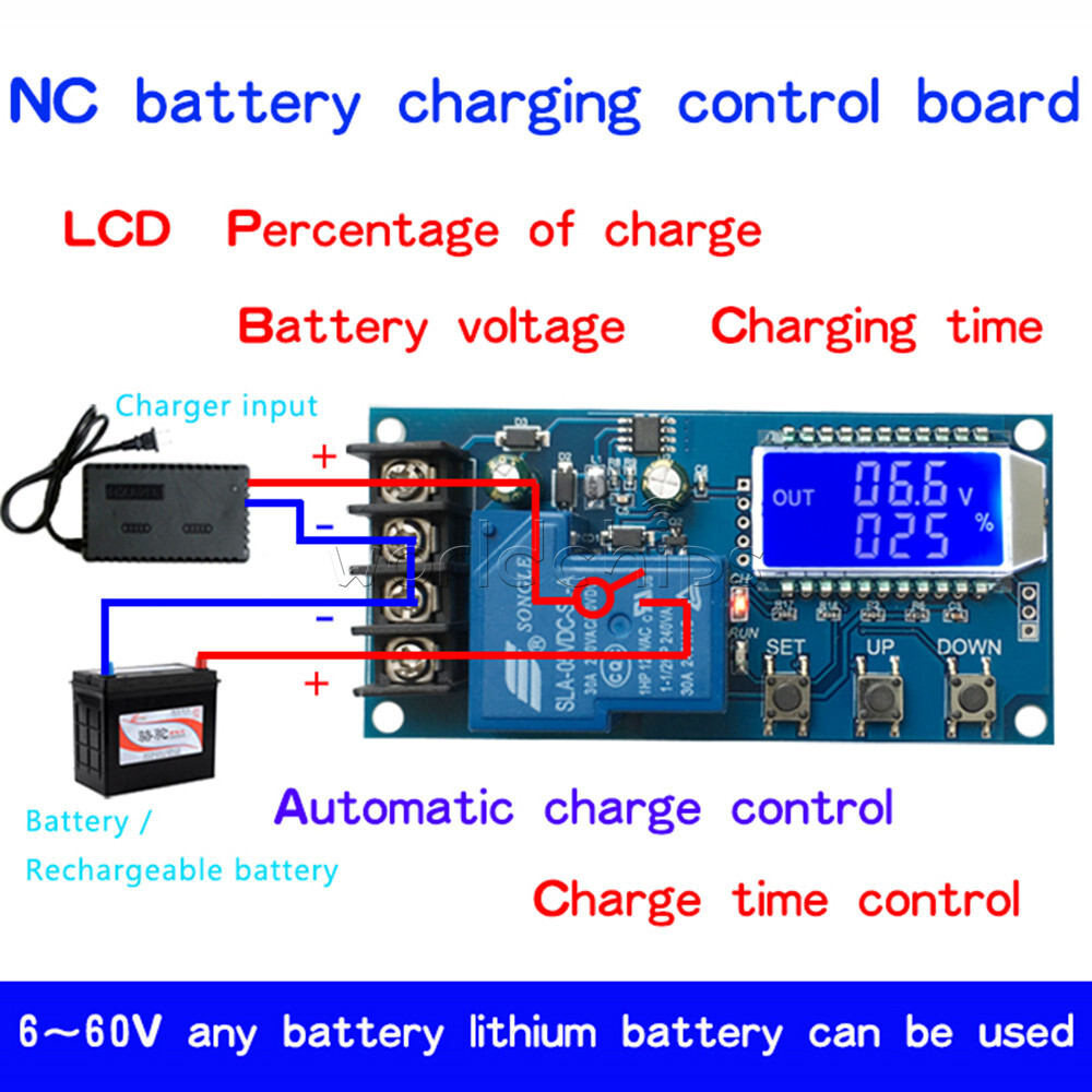 30A 6-60V LCD Display Li-ion Battery Charger Protection Control Board New