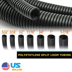 Split Sleeve Wire Loom Tubing Black Cord Cable Harness Protector Management