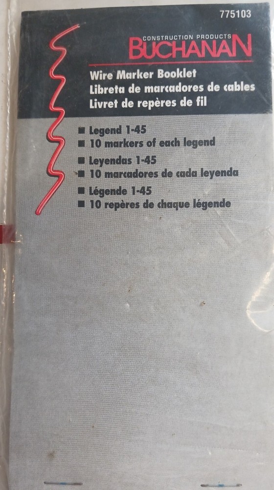 Ideal Industries Inc. Buchanan Wire Marker Booklet 1-45/ 10 Markers each #775103