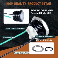 16mm 110VAC 125VAC Metal Indicator Light Waterproof IP67 Single Lamp LED