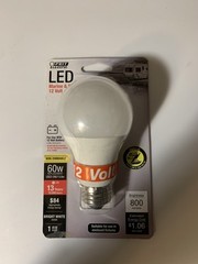 LED Light Bulb,Marine & RV,A19,Warm White,800 Lumens,10.5-Watts -BPOM60/930CA/LE