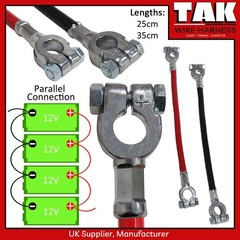 25-30cm 12V Battery Bridge Connector Cables 35mm² 240A With 2 Lead Terminal Ends