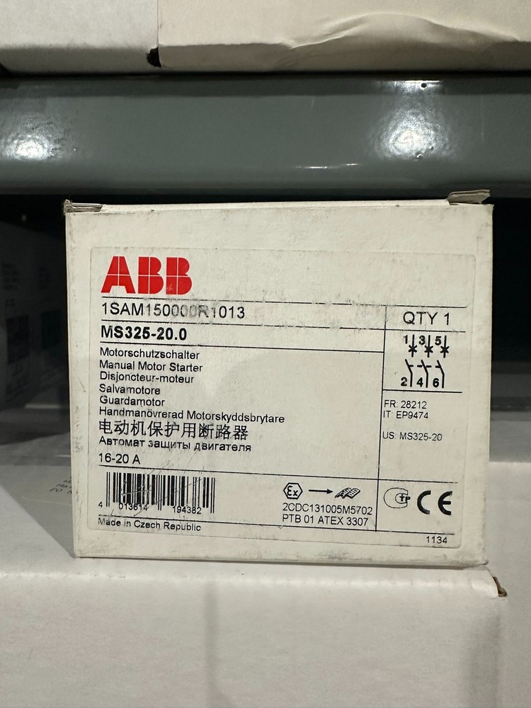 ABB MS325-20.0 MANUAL MOTOR STARTER 16-20AMP