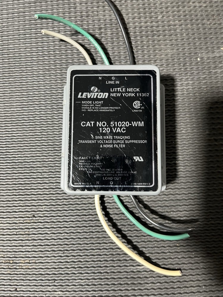Fast Shippipng LEVITON 51020-WM TRANSIENT VOLTAGE SURGE SUPPRESSOR