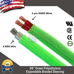 100 FT 3/8″ Green Expandable Wire Cable Sleeving Sheathing Braided Loom Tubing