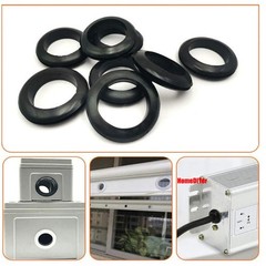 Black Blanking Wiring Grommets Rubber Open Grommet Blind Cable Hole 5mm 6mm-28mm