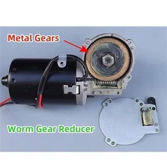 High Speed DC Worm Gear Reducer 60W 24V 52RPM Reversible Self-Locking Metal Gear