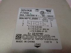 CORCOM MODEL 30VK6, F7358, 30 AMP EMI FILTER 120/250VAC