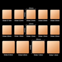 Copper Shim 15x15mm 20x20mm Heatsink Thermal Pad GPU CPU Laptop – 0.1mm to 2.0mm