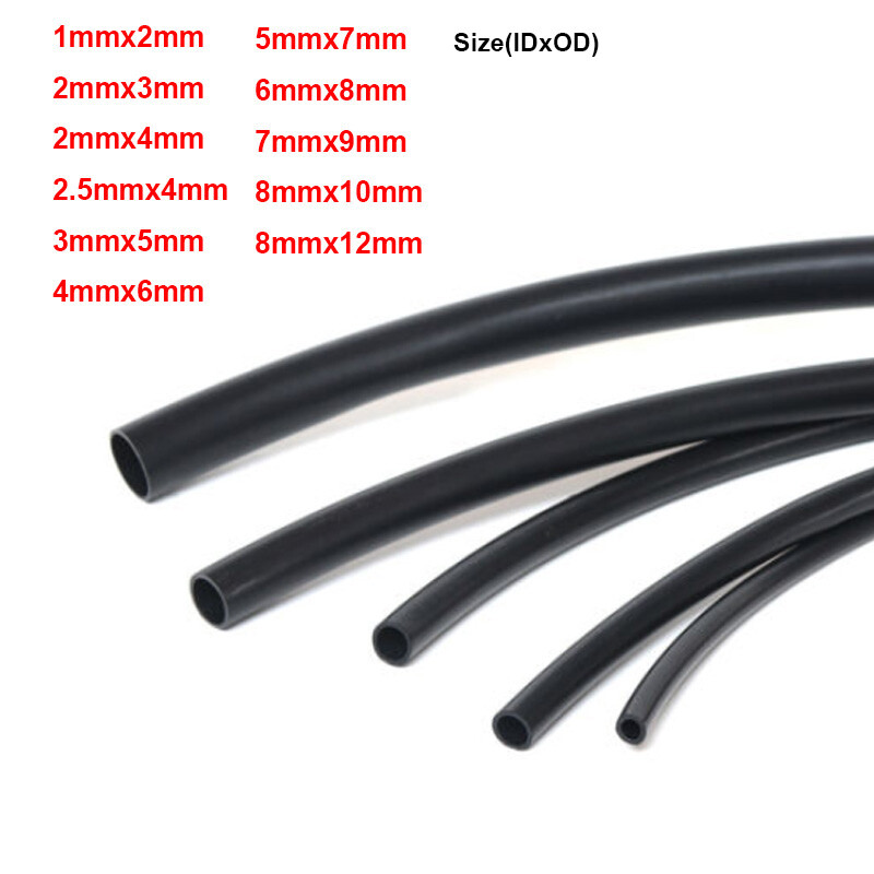 Black PTFE Tube/Tubing Rigid Pipe Pipes 600V Heat Temp 260℃ ID 1-8mm OD 2-12mm