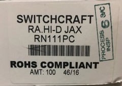 SWITCHCRAFT/CONXALL – RN111PC – CONNECTOR, RCA/PHONO, JACK,2 POSITION, (50 Pcs)