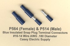100 Blue Insulated SNAP PLUG M & F Terminal Connector #16-14 Wire Gauge AWG .180