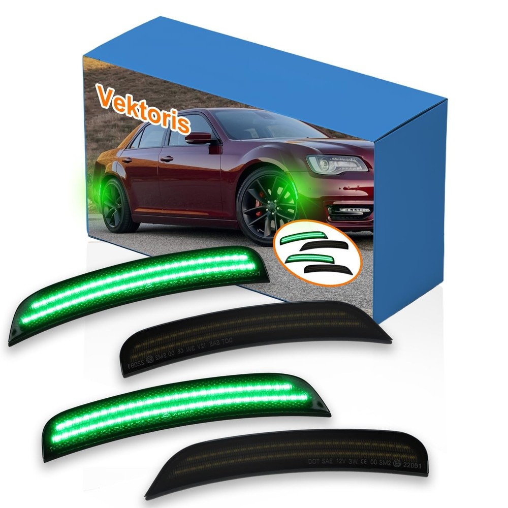 4PCS LED Fender Side Marker Lights Smoked Lens for Chrysler 300 2015-2024 -Re…