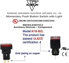 UL Listed 16mm 12V Buzzer Rectangle Red LED Light 5/8 Mount Hole 80 dB Alarm
