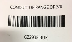 GZ2938 BURNDY CONDUCTOR RANGE OF 3/0 STRAIGHT THRU 250 GROUND CONNECTOR FOR COPP