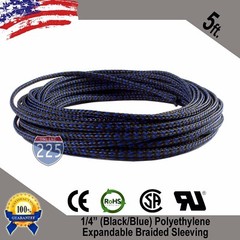 5 FT 1/4″ Black Blue Expandable Wire Sleeving Sheathing Braided Loom Tubing US