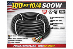 10/4 SOOW Portable Cord 100FT 600V UL CSA Black Flexible Cable USA Made