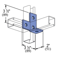 Unistrut P1034-EG, 3-1/2″ x 2″ x 3-1/2″, Steel, 4-Hole Tee, 90D Strut Angle, 1pc