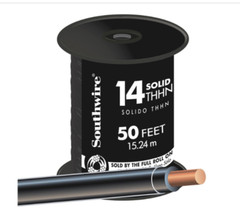 SOUTHWIRE 50 Ft. 14 Awg Solid Black THHN Electrical Wire AWM 600 VOLTS