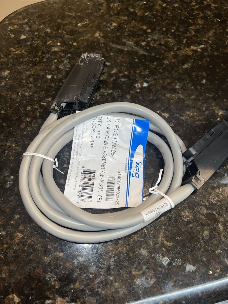 Icc 25-pair Cable Assembly, M-m, 5ft Category 3 For Network Device 5 Ft 1 DAMAGE